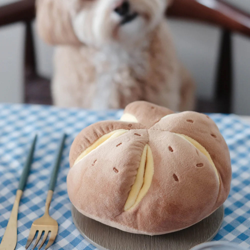 Cheesy Bread Nosework Dog Plush Toy
