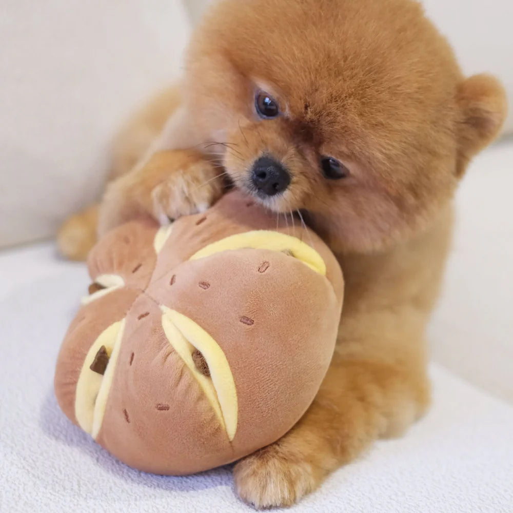Cheesy Bread Nosework Dog Plush Toy