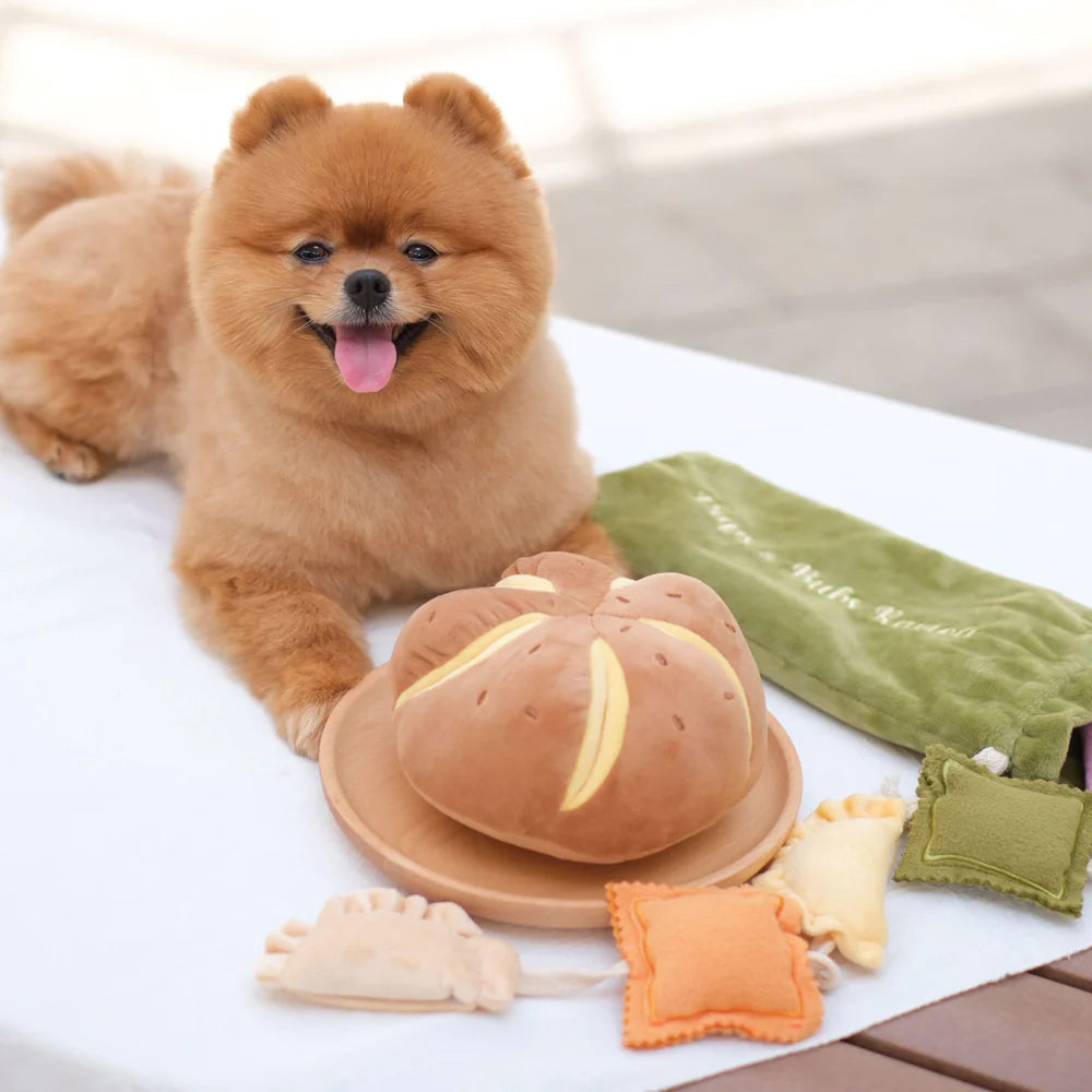 Cheesy Bread Nosework Dog Plush Toy