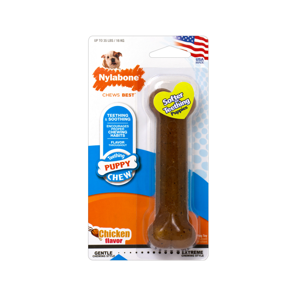 Nylabone - Puppy Chicken Flavor Teething Dog Chew Toy Medium